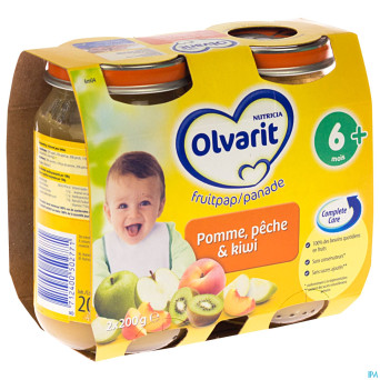 Olvarit fruits kiwi-peche-pomme nf    6m 2x200g