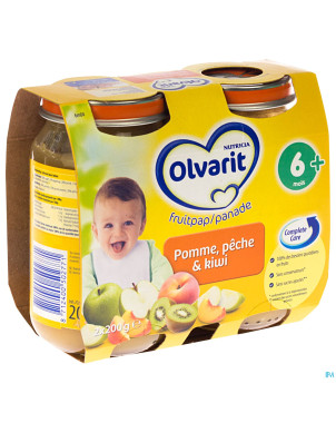 Olvarit fruits kiwi-peche-pomme nf    6m 2x200g