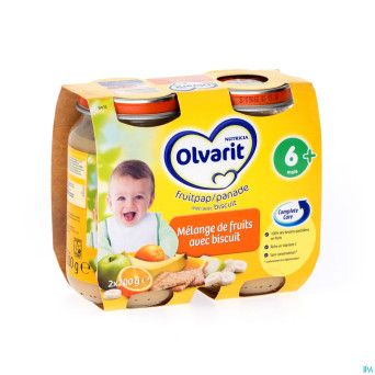 Olvarit fruits melange fruits+biscuit    6m 2x200g