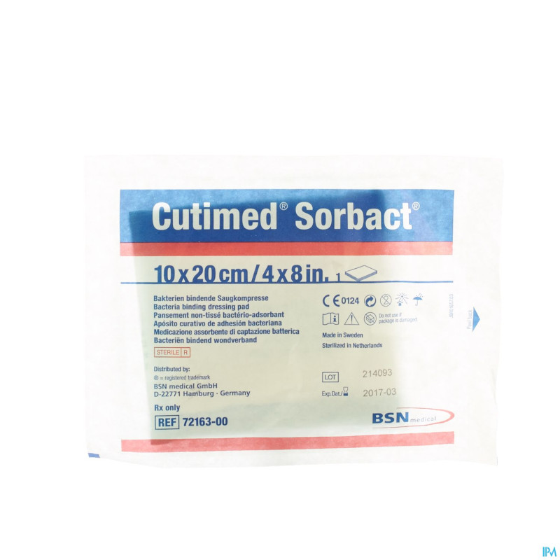 Cutimed sorbact cp abs. n/tisse 10x20cm  1 7216300