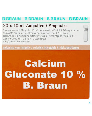 Gluconate calcique 10 % amp 20x10ml