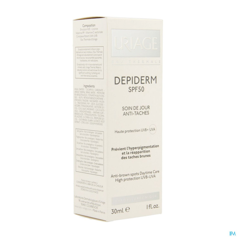 Uriage depiderm ip50 soin jour a/tache brune  30ml