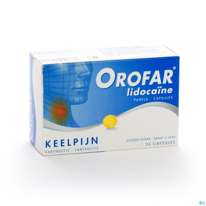 Orofar lidocaine perles caps molles 36