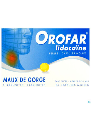 Orofar lidocaine perles caps molles 36