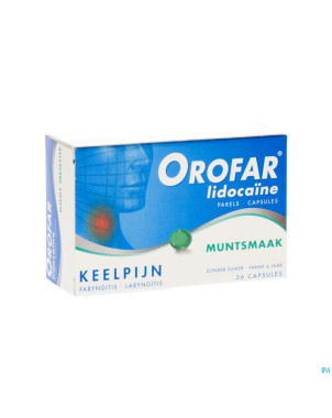 Orofar lidocaine perles menthe caps molles 36