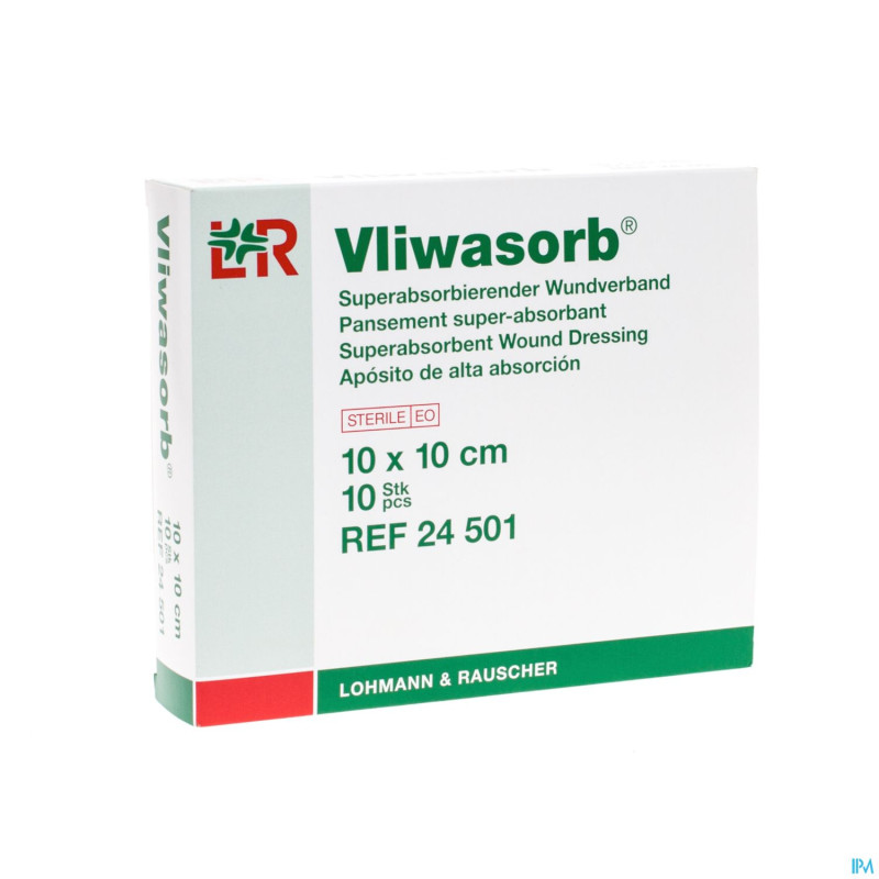 Vliwasorb pans super absorbant 10x10cm 10 24501