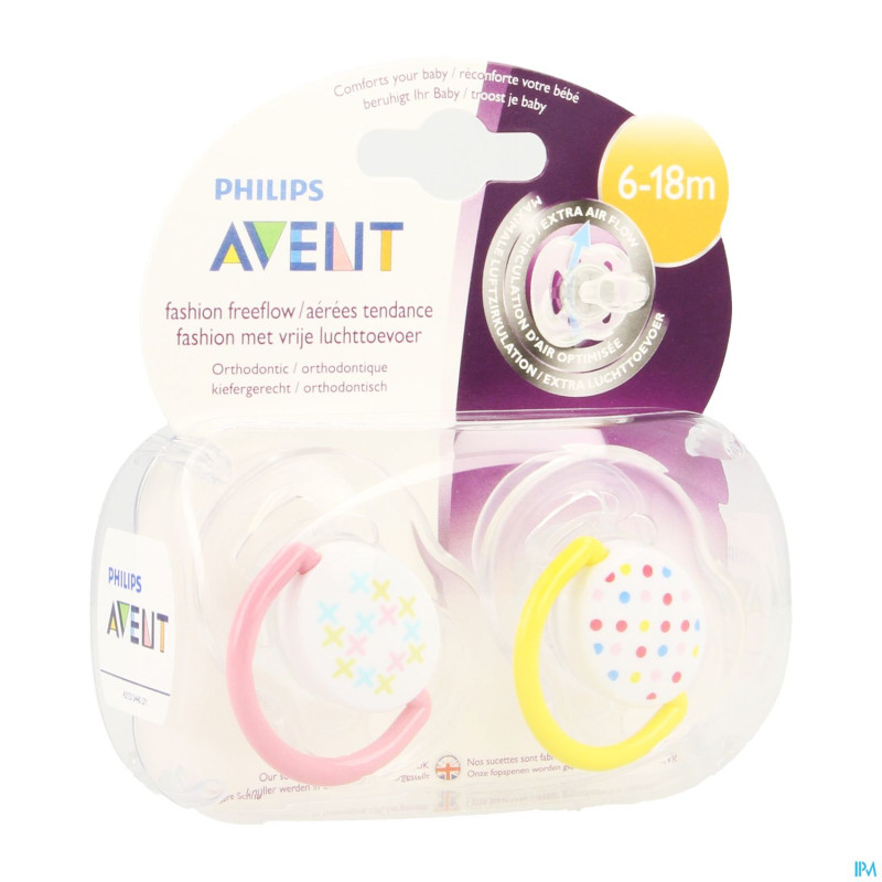 Avent sucette free flow tendens sil double 6-18m 2