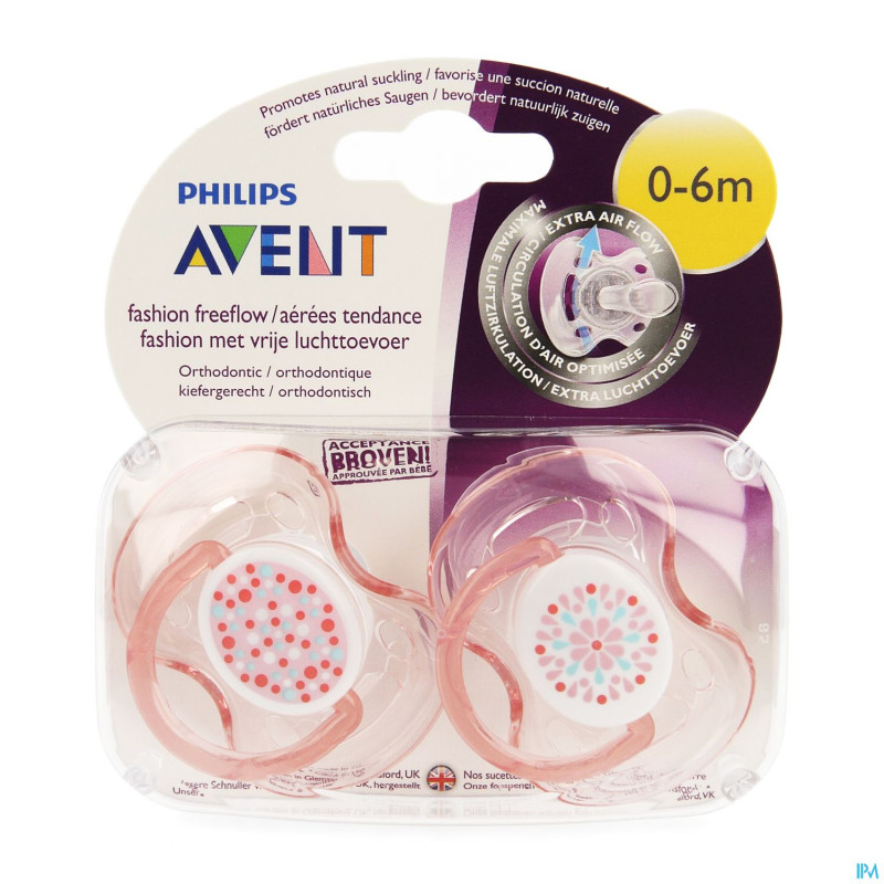 Avent sucette free flow tendens sil double 0- 6m 2