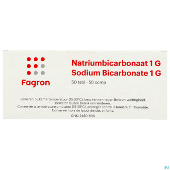 Bicarbonate sodium 1g ud tabl 50 fag