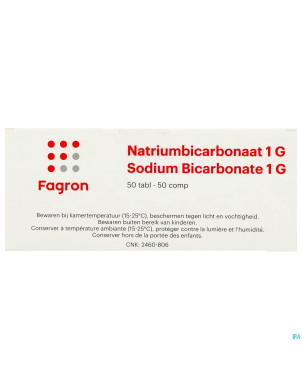 Bicarbonate sodium 1g ud tabl 50 fag