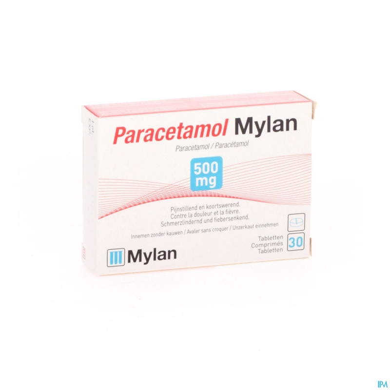 Paracetamol mylan 500 mg tabl 30