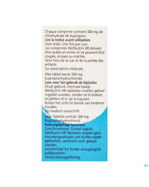 Wellbutrin xr 300 mg tabs 90 x 300 mg