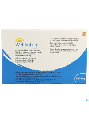 Wellbutrin xr 300 mg tabs 90 x 300 mg
