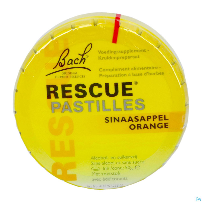 Bach rescue pastilles orange s/sucre    50g