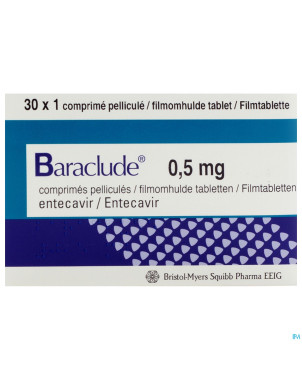 Baraclude 0,5 mg comp pell s/blist 30 x 0,5 mg