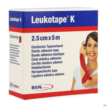 Leukotape k bande adh elast rouge   2,5cmx5m 1