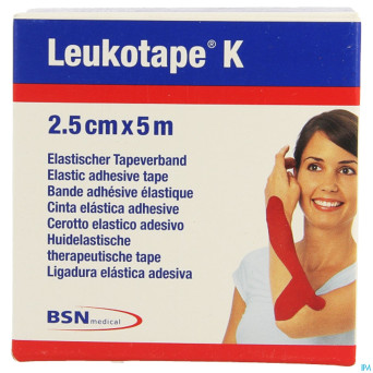 Leukotape k bande adh elast rouge   2,5cmx5m 1