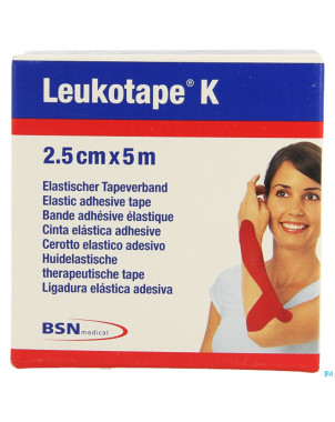 Leukotape k bande adh elast rouge   2,5cmx5m 1