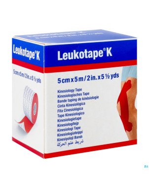 Leukotape k bande adh elast rouge   5,0cmx5m 1