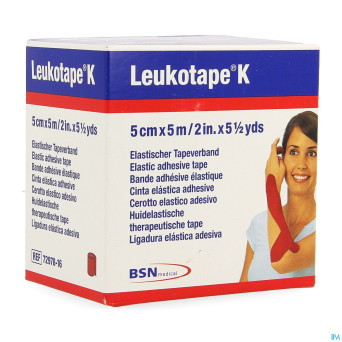 Leukotape k bande adh elast rouge   5,0cmx5m 1