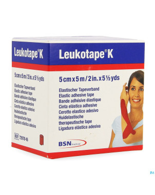 Leukotape k bande adh elast rouge   5,0cmx5m 1