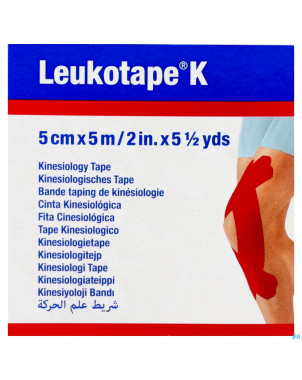 Leukotape k bande adh elast rouge   5,0cmx5m 1