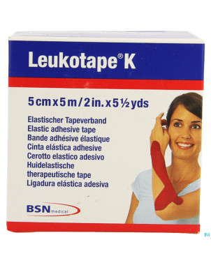 Leukotape k bande adh elast rouge   5,0cmx5m 1