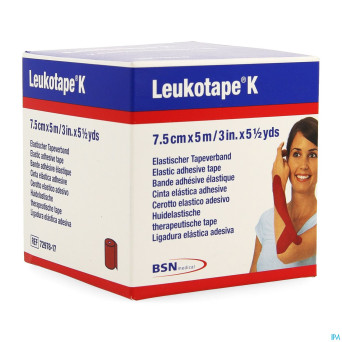 Leukotape k bande adh elast rouge   7,5cmx5m 1