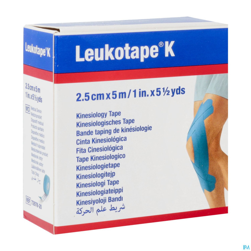 Leukotape k bande adh elast bleu    2,5cmx5m 1