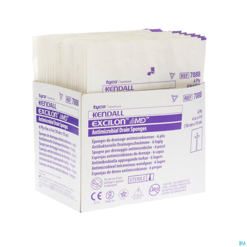 Excilon amd a/microb. drain sponge ster 10x10cm 50