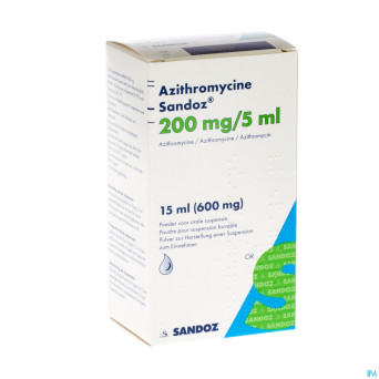 Azithromycine sandoz 200mg/5ml pulv susp or 15,0ml