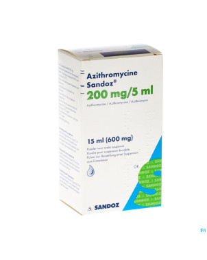 Azithromycine sandoz 200mg/5ml pulv susp or 15,0ml