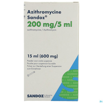 Azithromycine sandoz 200mg/5ml pulv susp or 15,0ml