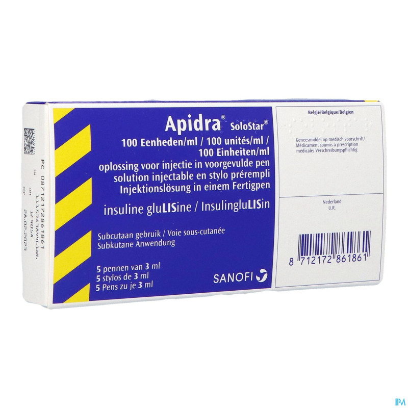 Apidra 100 u/ml sol inj stylo prempl 5x3ml