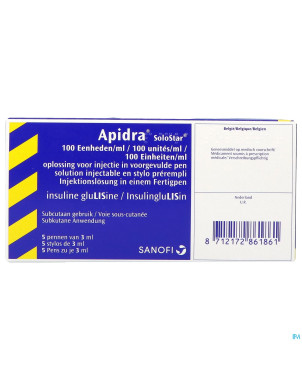 Apidra 100 u/ml sol inj stylo prempl 5x3ml