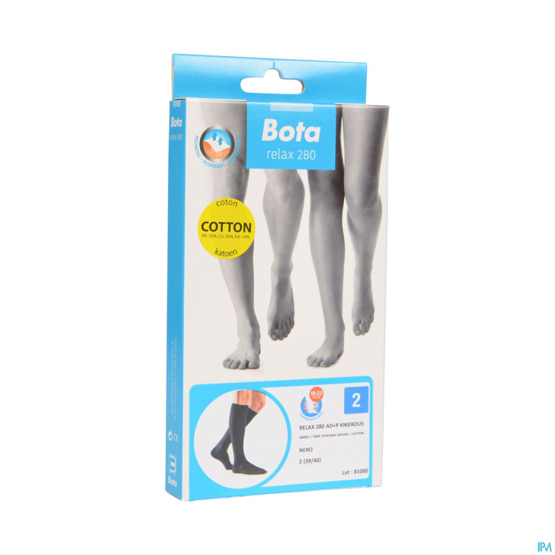 Bota relax 280 coton bas jarret noir n2