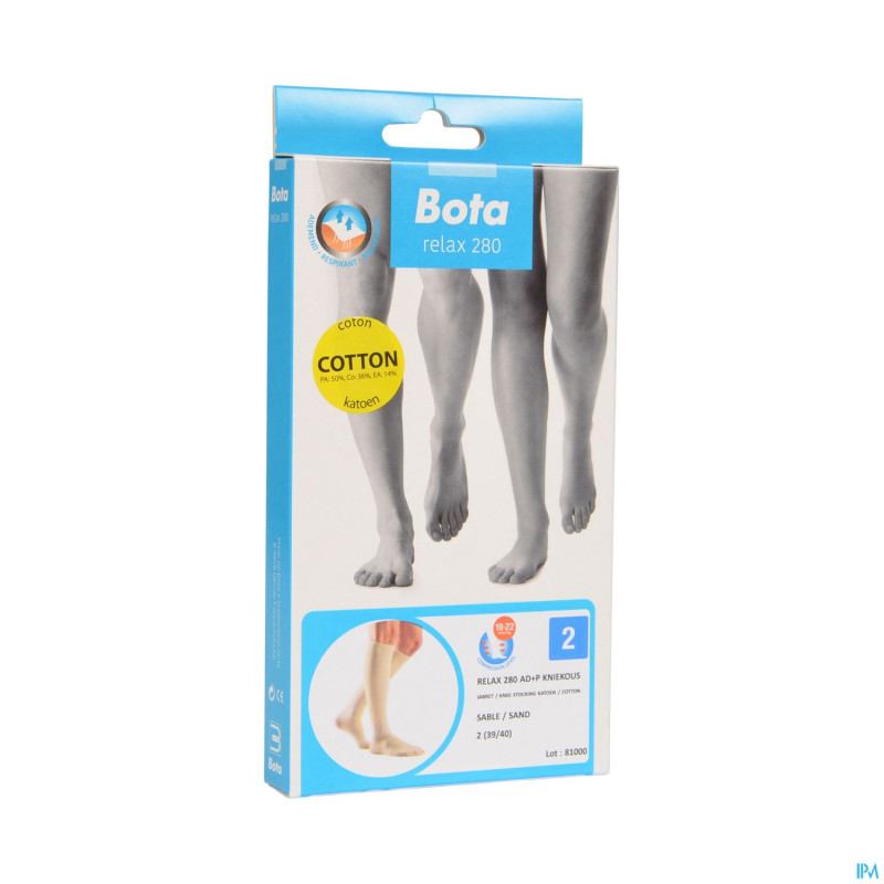 Bota relax 280 coton bas jarret sable n2