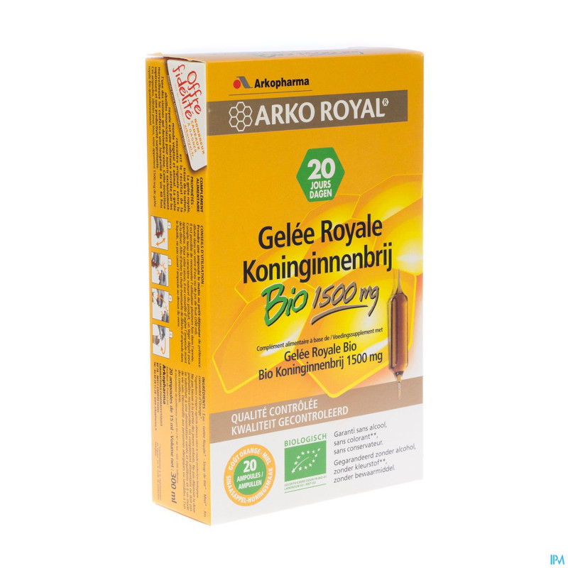 Arkoroyal gelee royale bio 1500mg amp 20x15ml