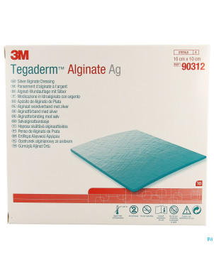 Tegaderm alginate ag    10cmx10cm 10 90312
