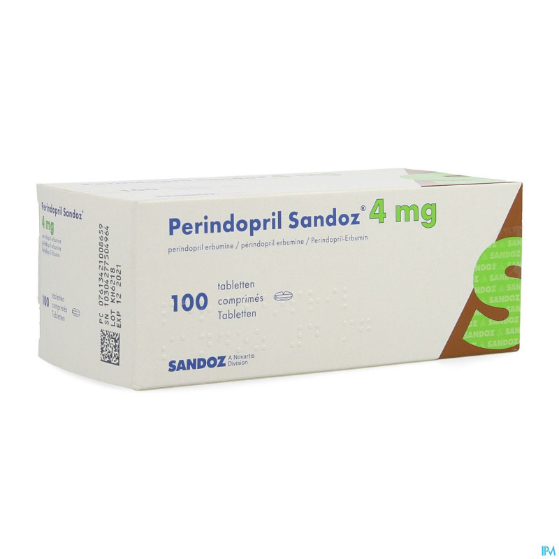 Perindopril sandoz 4 mg sandoz comp 100 x 4 mg