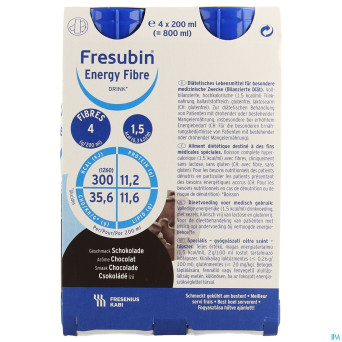 Fresubin energy fibre drink chocolat    fl 4x200ml