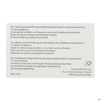 Venlafaxine retard ab  75,0mg caps lib. prol  28