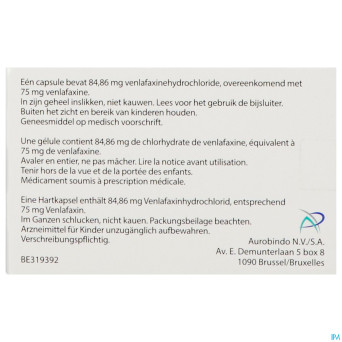 Venlafaxine retard ab  75,0mg caps lib. prol  28