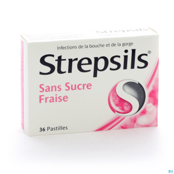 Strepsils s/sucre fraise    past 36