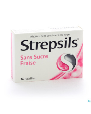 Strepsils s/sucre fraise    past 36