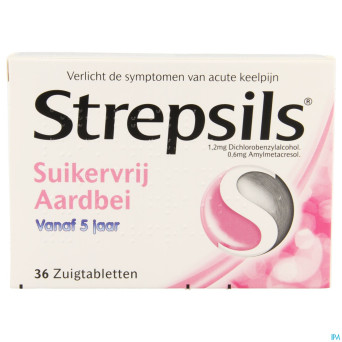 Strepsils s/sucre fraise    past 36