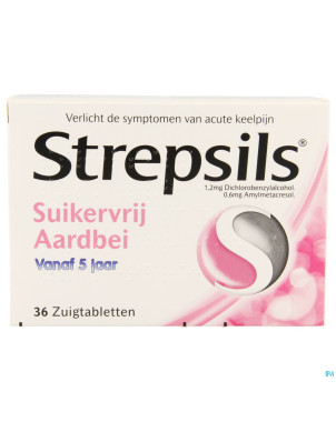 Strepsils s/sucre fraise    past 36