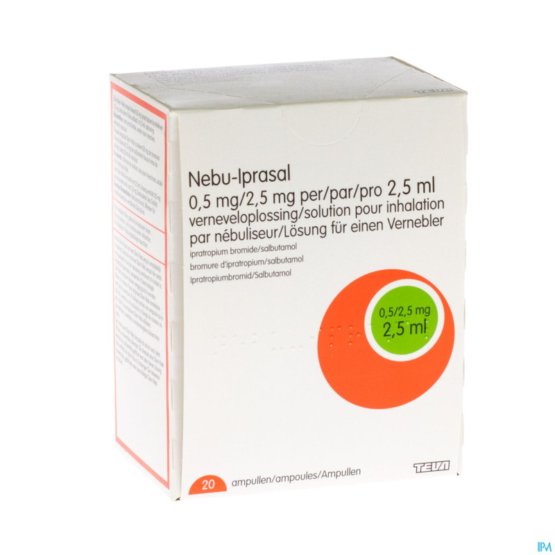 Nebu-iprasal 0,5 mg/2,5 mg sol inhal neb amp 20