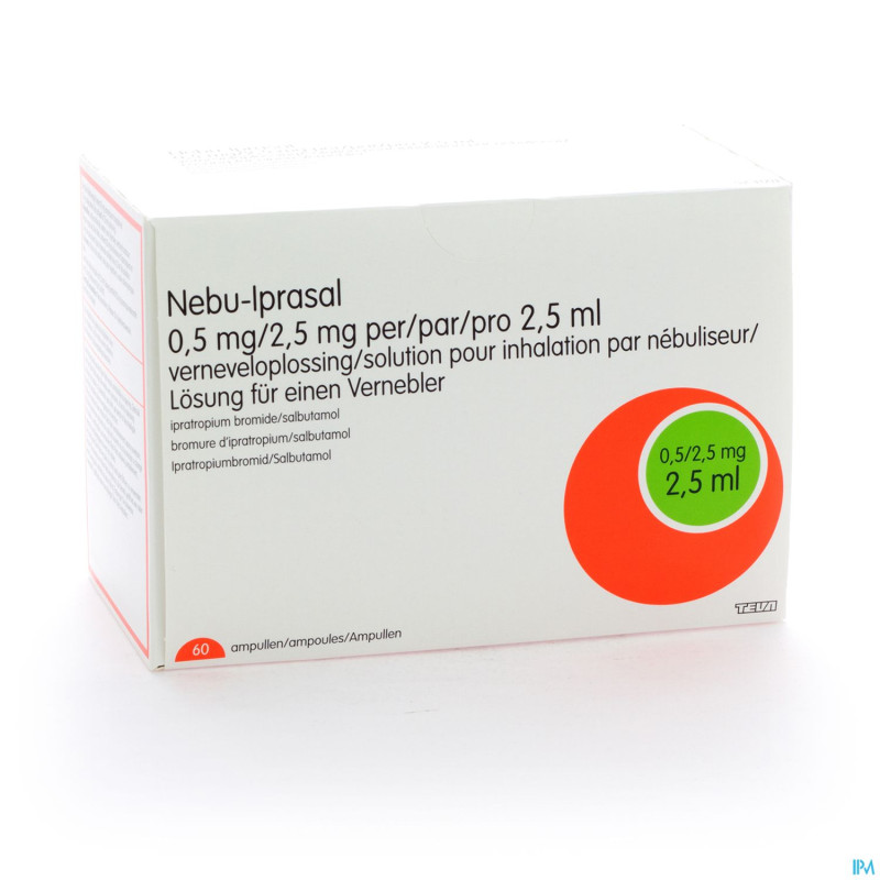 Nebu-iprasal 0,5 mg/2,5 mg sol inhal neb amp 60