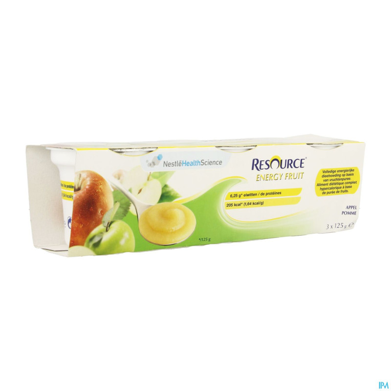 Resource energy fruit pomme    cups 3x125g